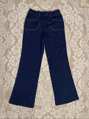 1970s Saks Fifth Avenue Pull On Contrast Stitch Flare Pants, Size 26